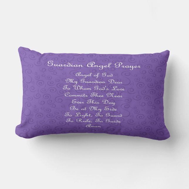 Almofada Lombar Oração do Anjo da Guarda Roxo (Frente)