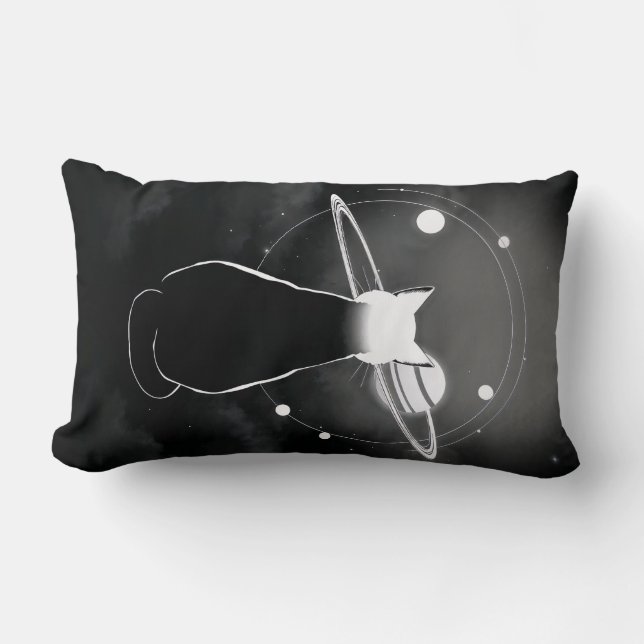 Almofada Lombar Orbiting Cosmic Cat  Pillow — Minimalist Design (Frente)