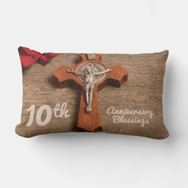 Almofada Lombar Ordenação do Padre 10º Aniversário Rosa e Rosary (Frente)