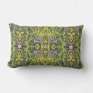 Almofada Lombar ornamento paisley oriental; flo decorativo sem cos