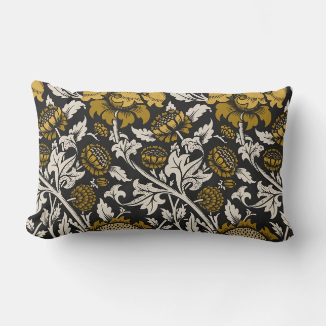 Almofada Lombar Ornate floral pattern with large gold flowers  (Frente)