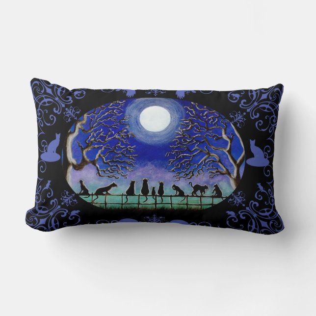 Almofada Lombar Os gatos pretos dirigem o travesseiro da decoração (Frente)