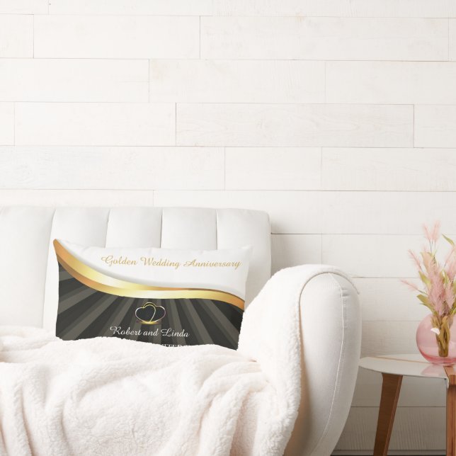 Almofada Lombar Ouro 50º Aniversário Religioso de Casamento (Sofá)
