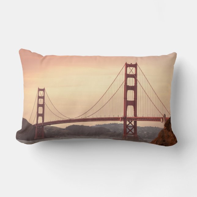 Almofada Lombar Ouro Gate Bridge San Francisco Califórnia (Frente)