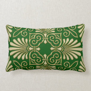 Almofada Lombar Ouro verde 01 do damasco retro romântico do art