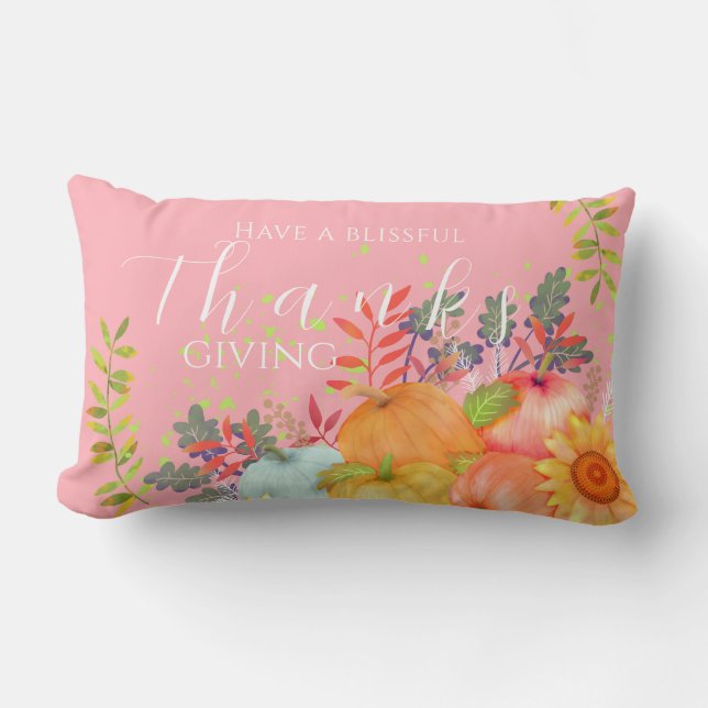 Almofada Lombar Outono - Ação de Graças Rosa (Frente)