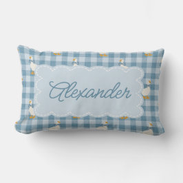 Almofada Lombar owder Blue Gingham Goose Buffalo Check Custom Name