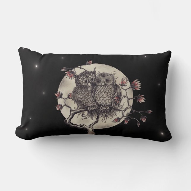 Almofada Lombar Owls namorou Em Love corujas - (Frente)