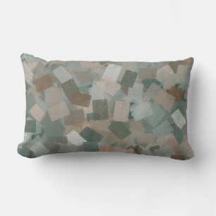 Almofada Lombar Padrão Abstrato Cubismo Verde Rosa Marrom