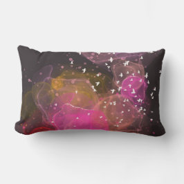 Almofada Lombar padrão abstrato de aves coloridas