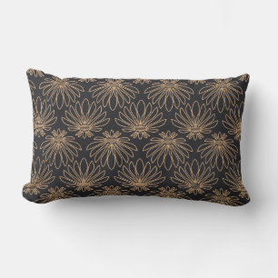 Almofada Lombar padrão Art Deco com motivos florais dourados