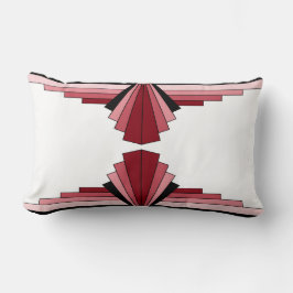 Almofada Lombar Padrão Art Deco em Reds e Cushion Lombar Preto
