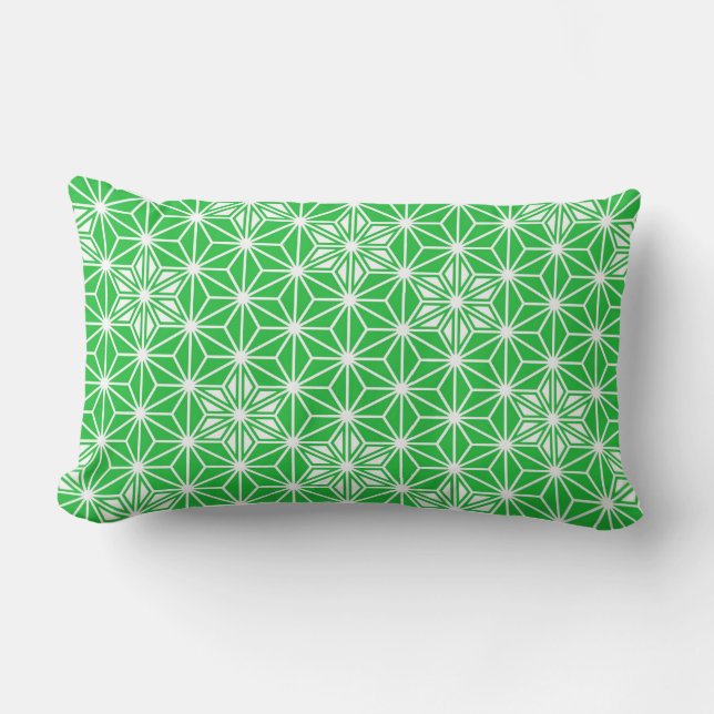 Almofada Lombar Padrão Asanoha japonês - verde-jade (Frente)