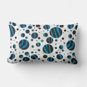 Almofada Lombar Padrão bolinhas Zebra Preto e Azul