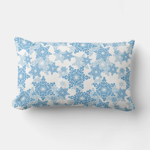 Almofada Lombar Padrão branco e floco de neve azul sem costura