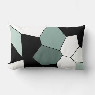Almofada Lombar Padrão branco preto verde-na moda