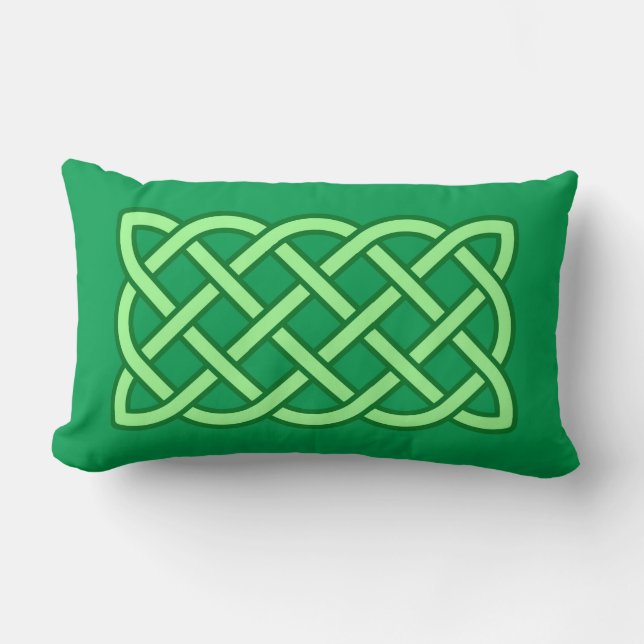Almofada Lombar Padrão Celtic Knot, Esmeralda e Verde limão (Frente)