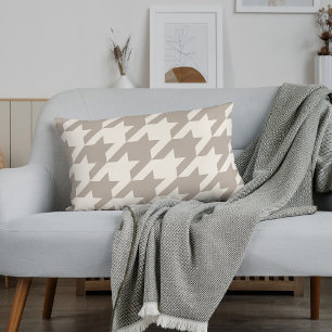 Almofada Lombar Padrão Clássico Neutro de Ivory Taupe Houndstooth