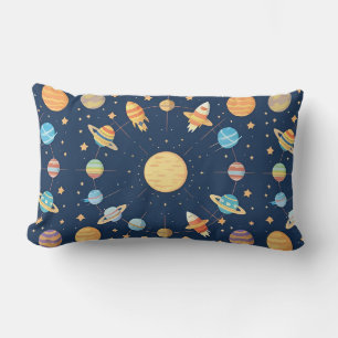 Almofada Lombar Padrão Colorido com Tema Espacial com Planetas