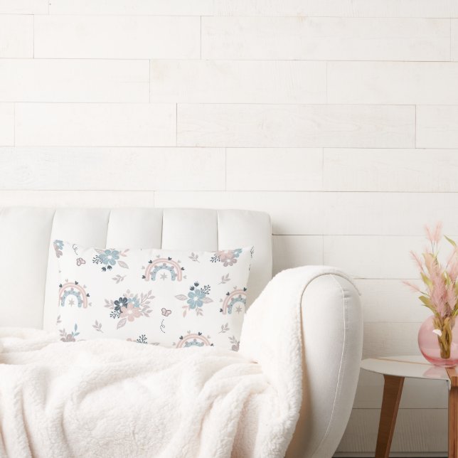 Almofada Lombar Padrão contínuo de flor e boho (Sofá)