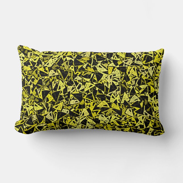 Almofada Lombar Padrão contínuo de triângulo preto amarelo (Frente)