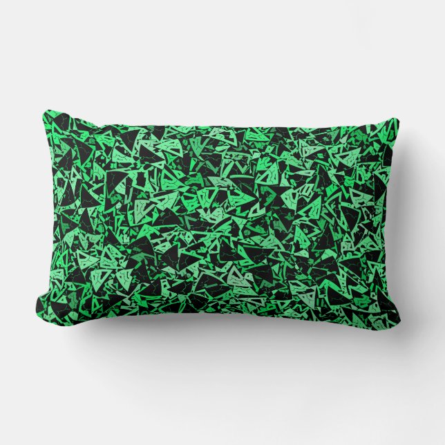 Almofada Lombar Padrão contínuo de triângulo preto verde (Frente)