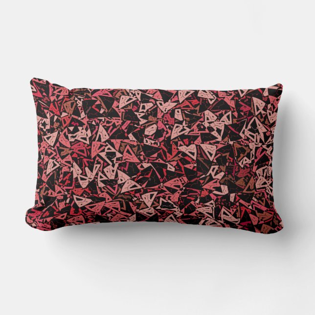 Almofada Lombar Padrão contínuo de triângulo preto vermelho rosa (Frente)