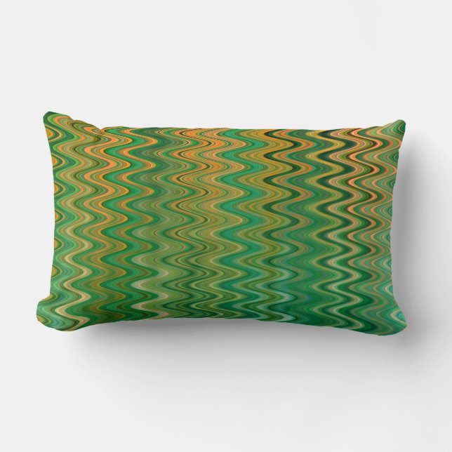 Almofada Lombar Padrão Cor Verde Laranja Zigzag (Frente)