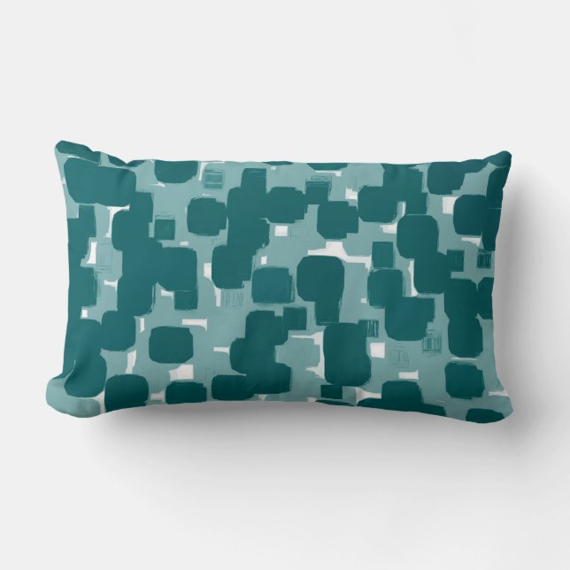 Almofada Lombar Padrão de Abstrato de Teal Na moda moderno (Frente)