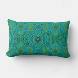 Almofada Lombar Padrão de Abstrato do Trippy Retro Turquoise Chart