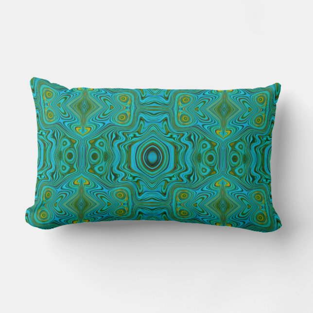 Almofada Lombar Padrão de Abstrato do Trippy Retro Turquoise Chart (Frente)