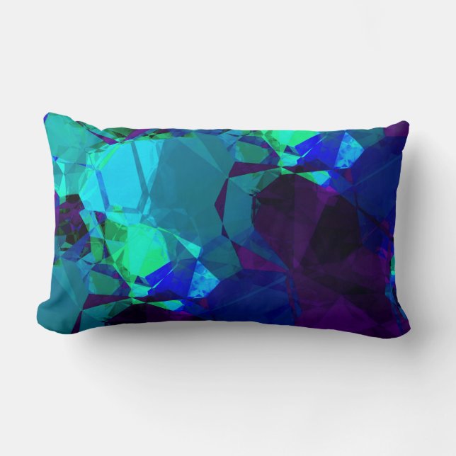 Almofada Lombar Padrão de Abstrato Moderno Azul Turquesa e Roxo (Frente)