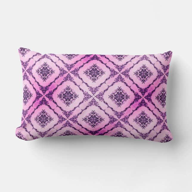 Almofada Lombar Padrão de amante roxo e rosa (Frente)