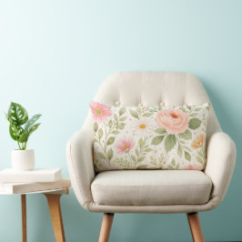 Almofada Lombar Padrão de Aquarela Floral Suave