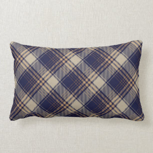 Almofada Lombar Padrão de Argyle da Xadrez do Tartan marinho Azul