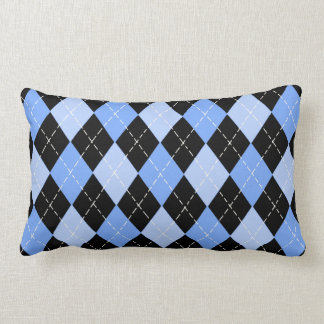 Almofada Lombar Padrão de Argyle Moderno Azul e Preto