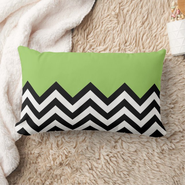 Almofada Lombar Padrão de Arte Chevron Preto-verde limão Zigzag Br (Cobertor)