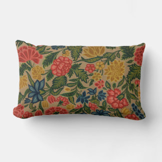 Almofada Lombar Padrão de Bordado Floral Crewel Vintage