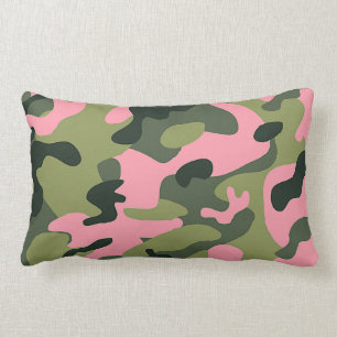 Almofada Lombar Padrão de Camouflage do Exército Verde Rosa do Paí