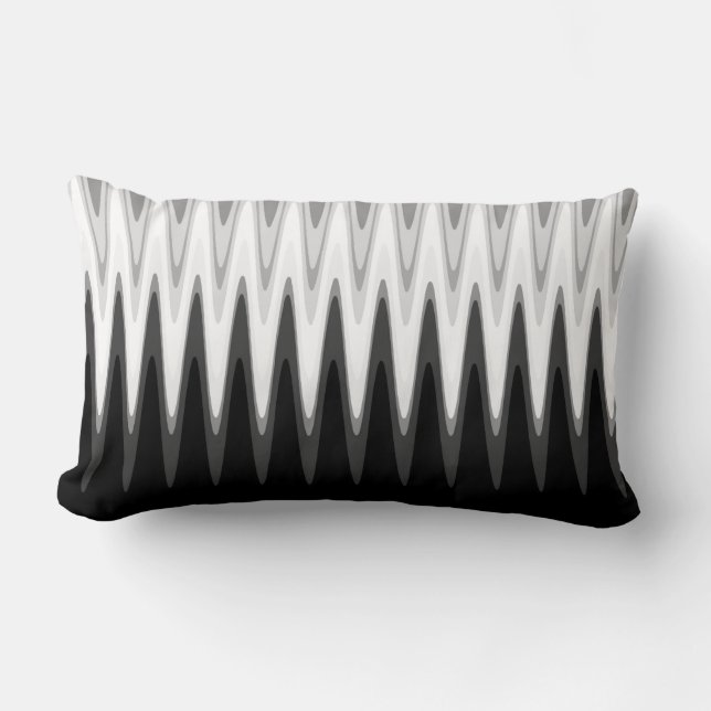 Almofada Lombar Padrão de Cinza Preta Zig Zag (Frente)