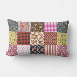 Almofada Lombar Padrão de Coleta de Patchwork do País Rustic Vinta