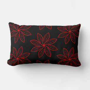 Almofada Lombar Padrão de Crimson em preto sólido para trás