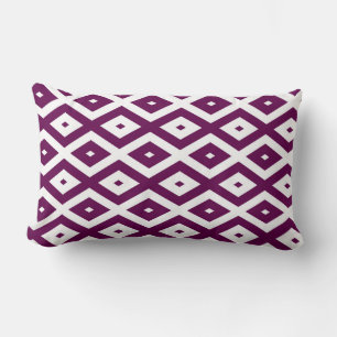 Almofada Lombar Padrão de diamante branco e roxo de ameixa