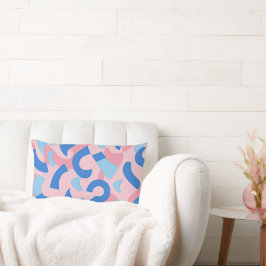 Almofada Lombar Padrão de Doodle Rosa e Azul