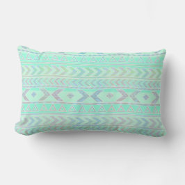 Almofada Lombar Padrão de Estilo de Arte Aztec Pastel Teal