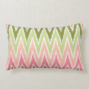 Almofada Lombar Padrão de Faixa Zig Zag Zig Zig Chevron Verde Ros