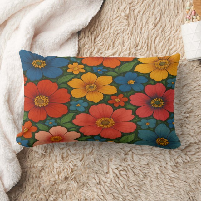 Almofada Lombar Padrão De Flor Selvagem Brilhante (Cobertor)