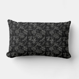 Almofada Lombar Padrão de flor simples 01b com fundo preto