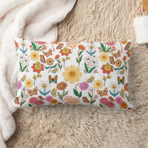 Almofada Lombar Padrão de Flores Psicodélicas x4