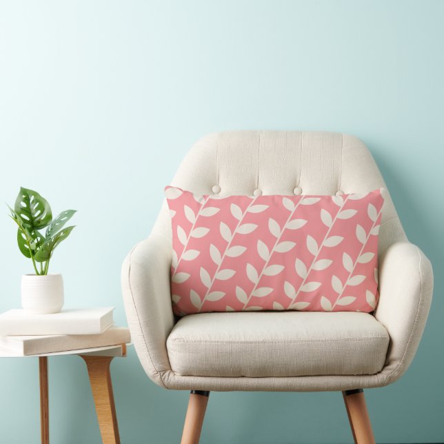 Almofada Lombar Padrão de Folha Retro-Rosa Personalizado (Cadeira)